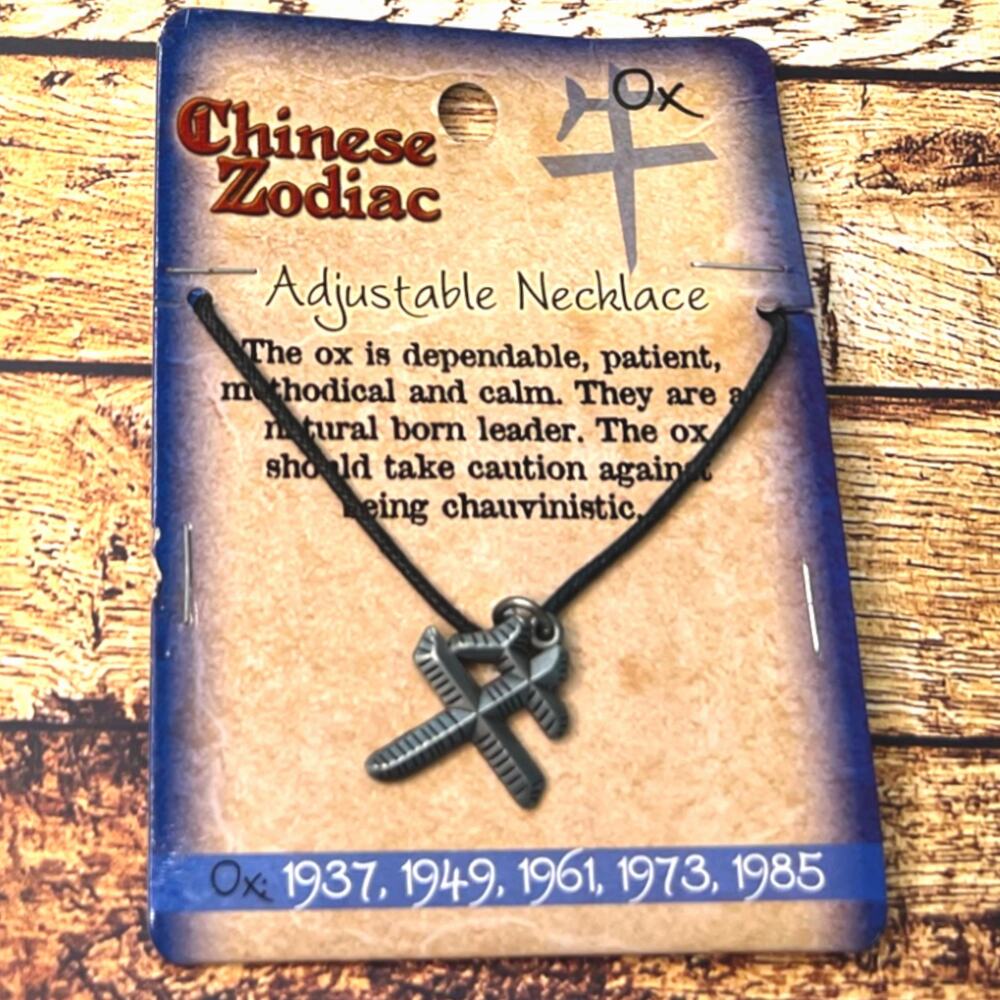 Chinese Hanzi Zodiac Adjustable Charm Necklace Year Of The Ox